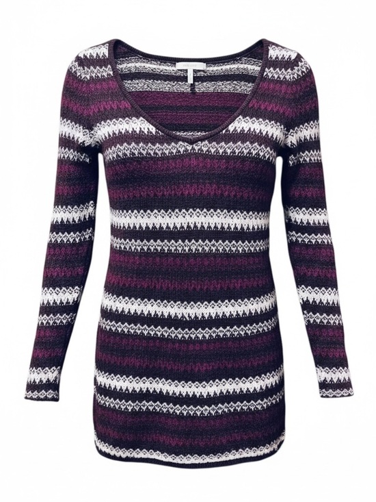 Free People Sweaters - Free People Stripe Knit Sweater Dress Tunic Boho V-Neck Chevron Size L